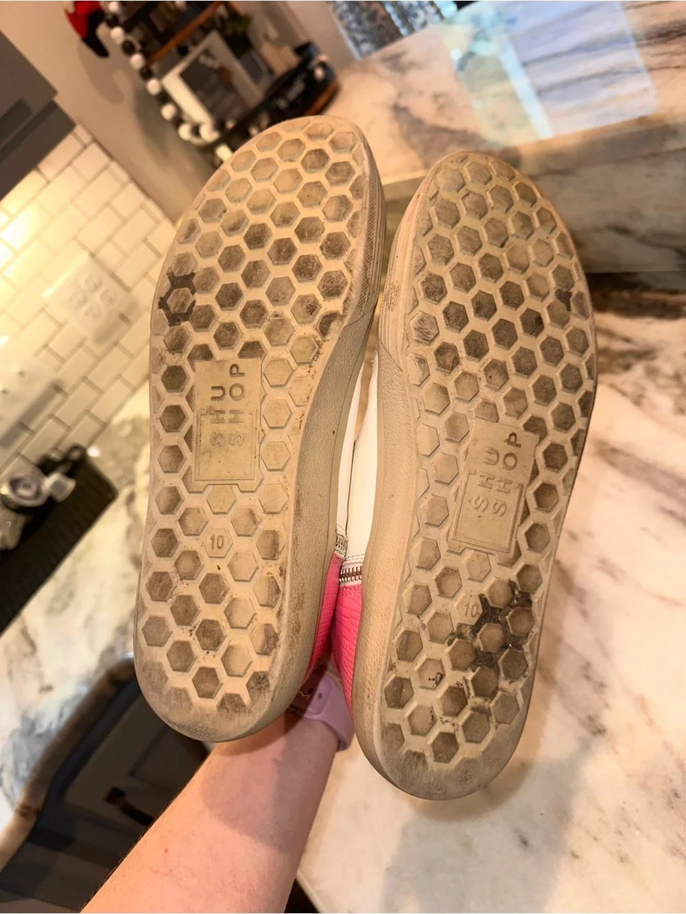 ShuShop Size 10 Rooney Pink Lizard Women’s Pink & White Mid-Top Casual‎ Sneakers